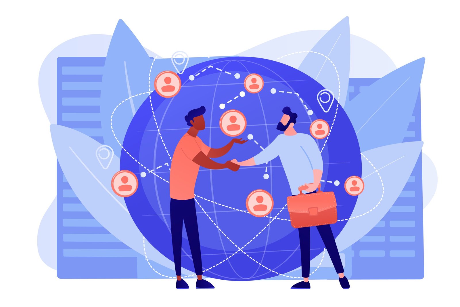 The MAT Partnership Programme - illustration of two people shaking hand with network diagram in background