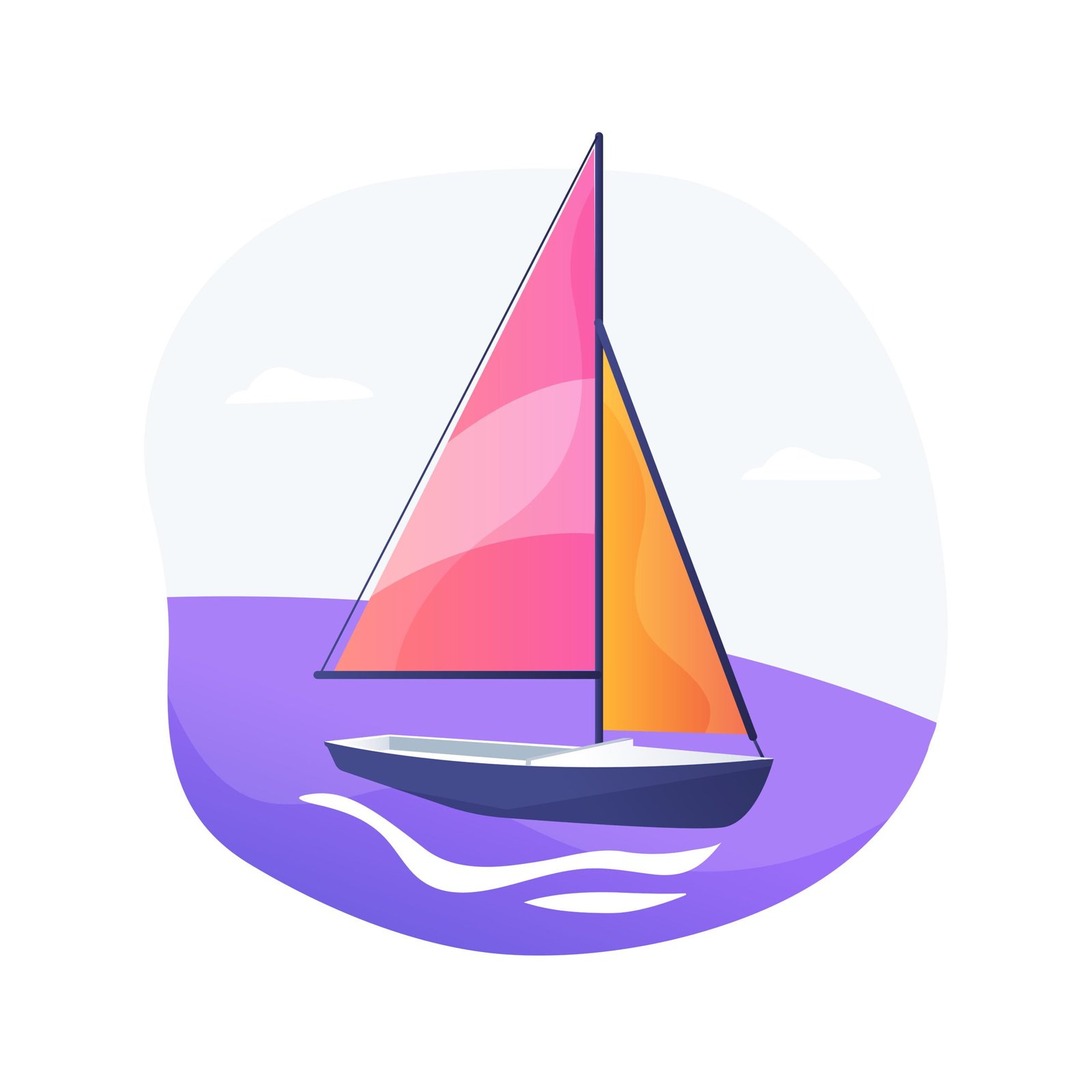 Illustrated boat on water