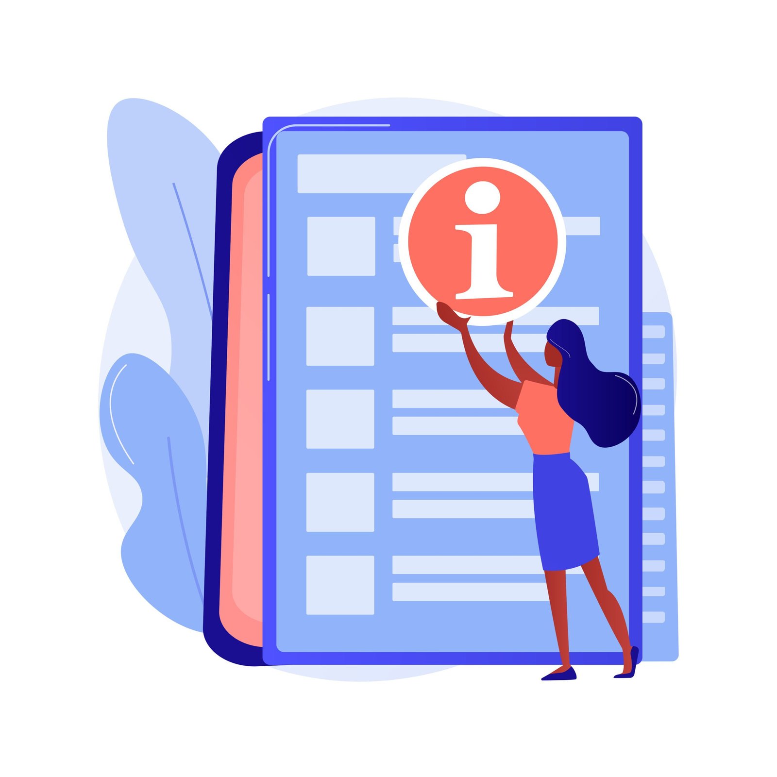 Abstract illustration of a woman providing a list of informative tips